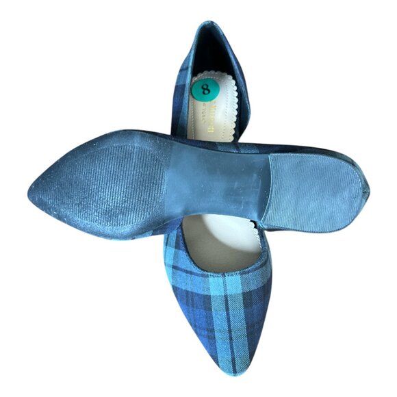 SIZE 8 ISAAC MIZRAHI GREEN/BLACK (BLACKWATCH) PLAID BALLET FLATS NWOT - Picture 7 of 7